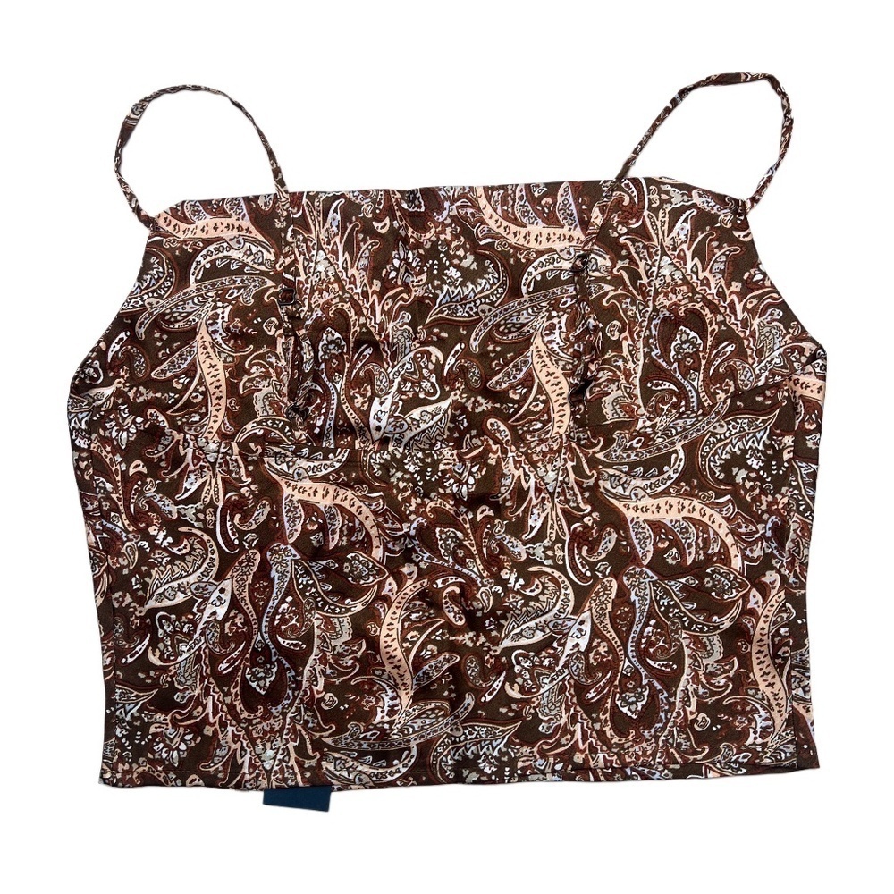 Hollister Crop Satin Cowl Neck Chestnut Brown Cami Small - Picture 3 of 6
